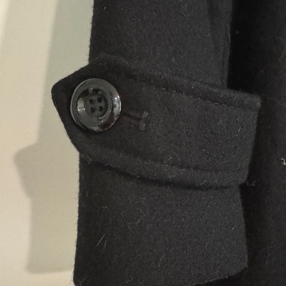 Black Belted pinch waist Peacoat EUC - Picture 4 of 7